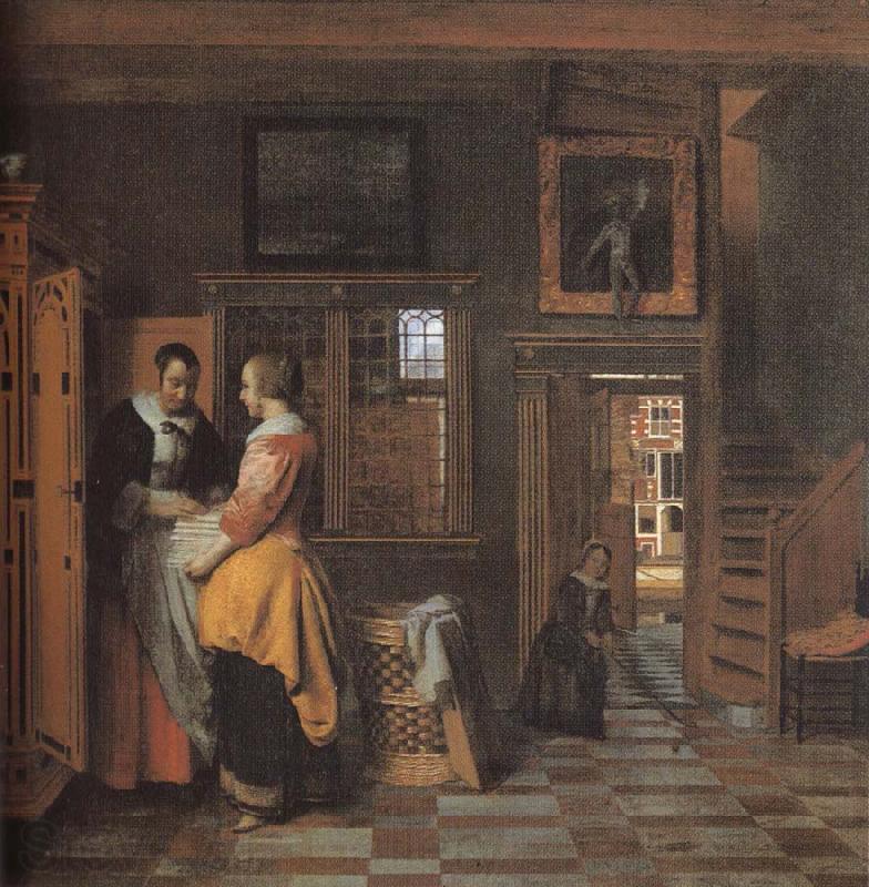Pieter de Hooch The linen cupboard France oil painting art